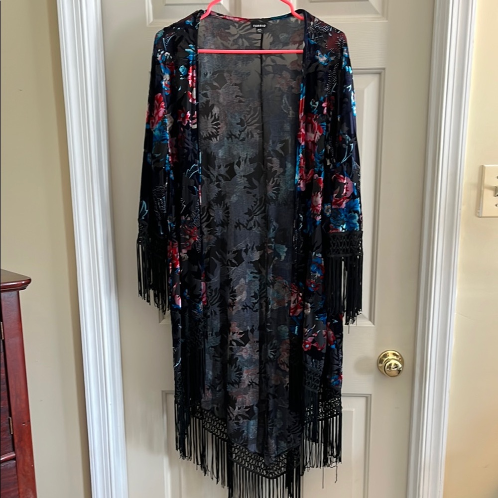 Floral Fringe Kimono